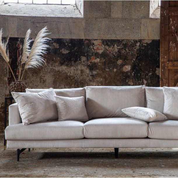 Warden - Sofa 3-personers i beige polyester fljl