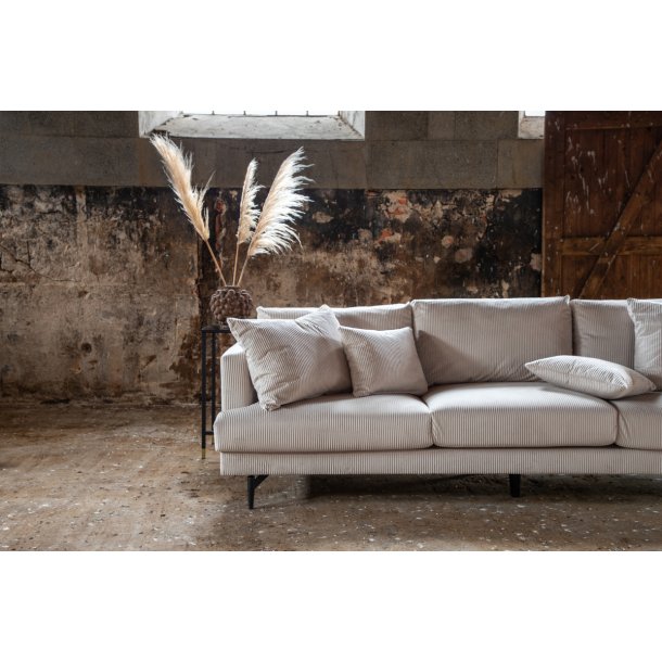 Warden - Sofa 3-personers i beige polyester fljl