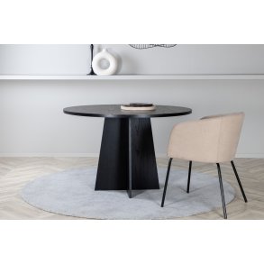 Barney - Spisebord i sort egefiner, diameter 110 cm.