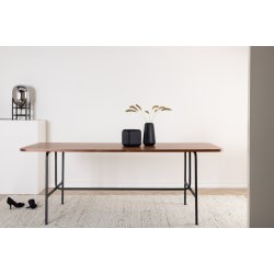 Snell - Spisebord i valnddefiner og sort understel, rektangulr 90 x 200 cm