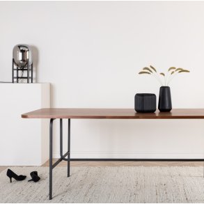 Snell - Spisebord i valnddefiner og sort understel, rektangulr 90 x 200 cm