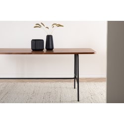 Snell - Spisebord i valnddefiner og sort understel, rektangulr 90 x 200 cm