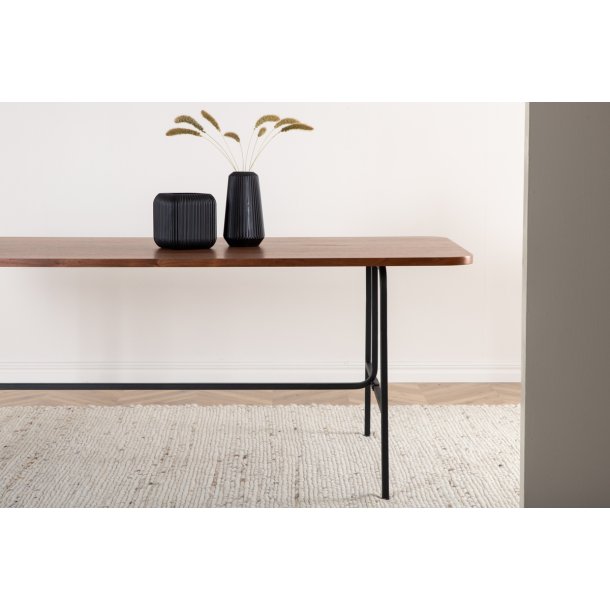 Snell - Spisebord i valnddefiner og sort understel, rektangulr 90 x 200 cm