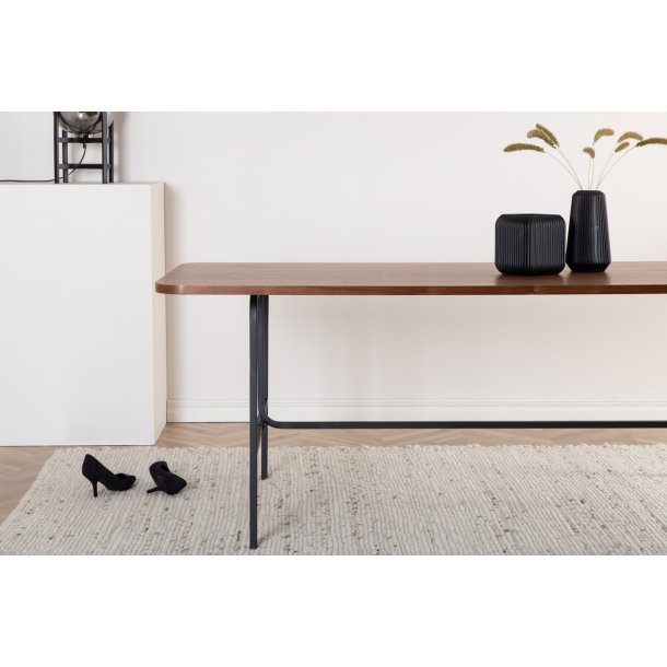 Snell - Spisebord i valnddefiner og sort understel, rektangulr 90 x 200 cm