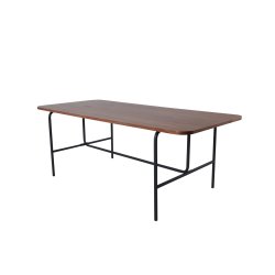 Snell - Spisebord i valnddefiner og sort understel, rektangulr 90 x 200 cm