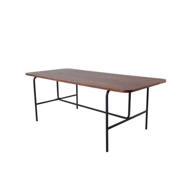 Snell - Spisebord i valnddefiner og sort understel, rektangulr 90 x 200 cm