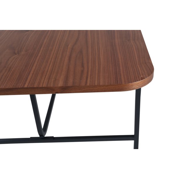 Snell - Spisebord i valnddefiner og sort understel, rektangulr 90 x 200 cm