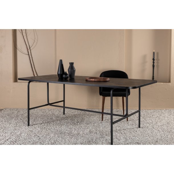 Snell - Spisebord i sort egefiner og sort understel, rektangulr 90 x 200 cm