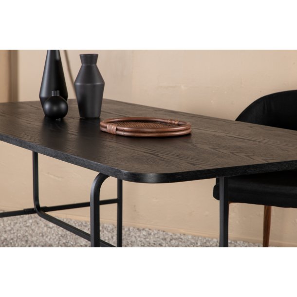 Snell - Spisebord i sort egefiner og sort understel, rektangulr 90 x 200 cm