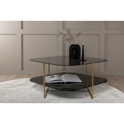 Cross- Sofabord i messing og glas