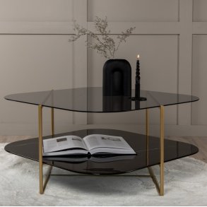 Cross- Sofabord i messing og glas