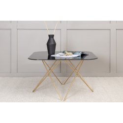 Tubas- Sofabord i sort marmor glas og messing metal, 80 x 80 cm