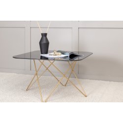Tubas- Sofabord i sort marmor glas og messing metal, 80 x 80 cm