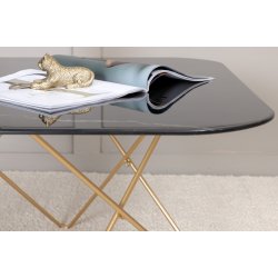 Tubas- Sofabord i sort marmor glas og messing metal, 80 x 80 cm