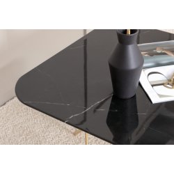 Tubas- Sofabord i sort marmor glas og messing metal, 80 x 80 cm