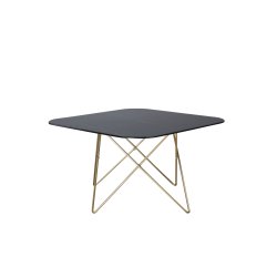 Tubas- Sofabord i sort marmor glas og messing metal, 80 x 80 cm