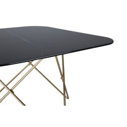 Tubas- Sofabord i sort marmor glas og messing metal, 80 x 80 cm