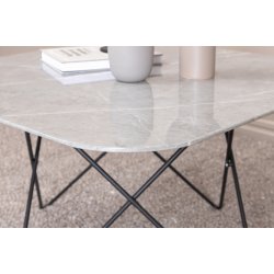 Tubas- Sofabord i gr marmor glas og sort metal, 80 x 80 cm
