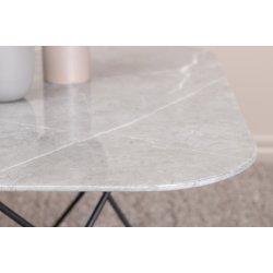 Tubas- Sofabord i gr marmor glas og sort metal, 80 x 80 cm