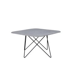 Tubas- Sofabord i gr marmor glas og sort metal, 80 x 80 cm