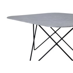 Tubas- Sofabord i gr marmor glas og sort metal, 80 x 80 cm