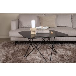 Tubas- Sofabord i sort marmor glas og sort metal, 80 x 80 cm