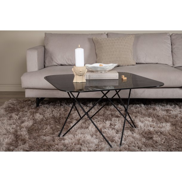 Tubas- Sofabord i sort marmor glas og sort metal, 80 x 80 cm