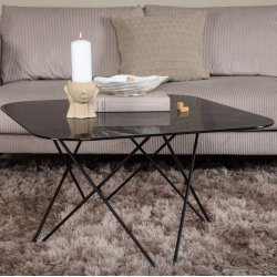 Tubas- Sofabord i sort marmor glas og sort metal, 80 x 80 cm