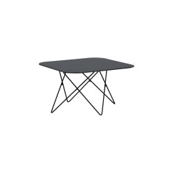 Tubas- Sofabord i sort marmor glas og sort metal, 80 x 80 cm