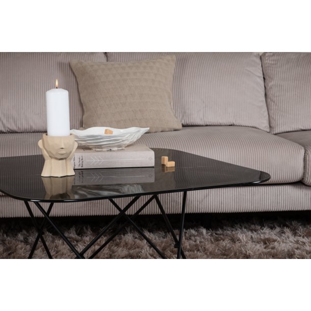 Tubas- Sofabord i sort marmor glas og sort metal, 80 x 80 cm