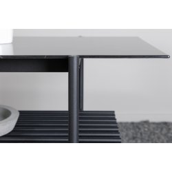 Bodia - Sofabord i marmor glas og sort metal, 60 x 120 cm.