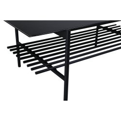 Bodia - Sofabord i marmor glas og sort metal, 60 x 120 cm.