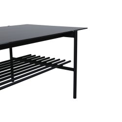 Bodia - Sofabord i marmor glas og sort metal, 60 x 120 cm.