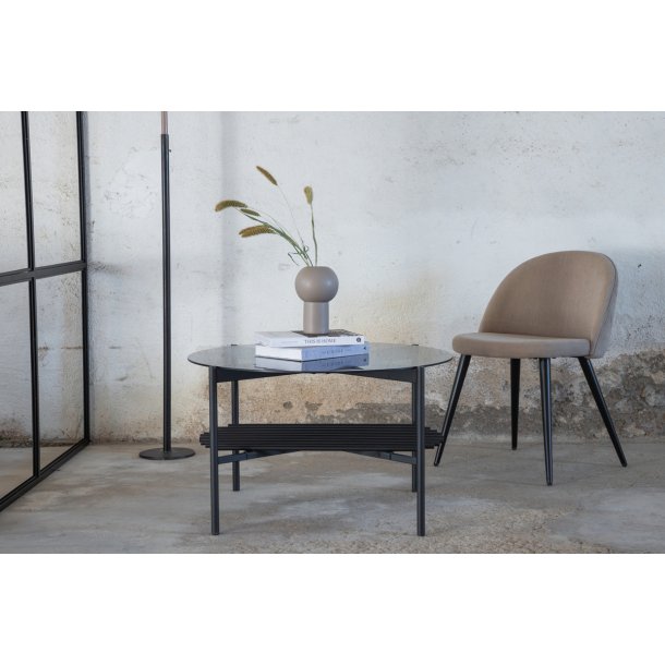 Bodia - Sofabord i rgfarvet glas og sort metal