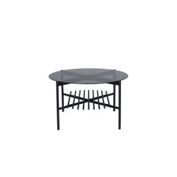 Bodia - Sofabord i rgfarvet glas og sort metal