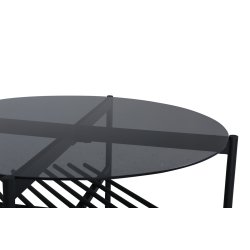 Bodia - Sofabord i rgfarvet glas og sort metal