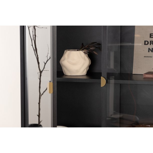 Wells - Vitrineskab i sort metal, 90 x 190 cm.