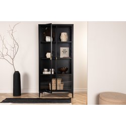 Wells - Vitrineskab i sort metal, 90 x 190 cm.