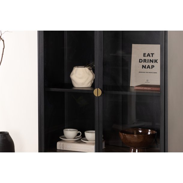 Wells - Vitrineskab i sort metal, 90 x 190 cm.