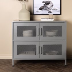 On-side - Skab i lysegr industrielt design, 75 x 90 cm.