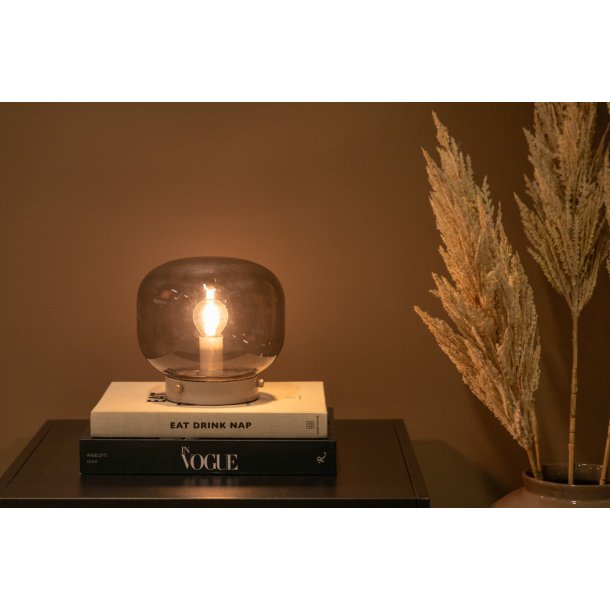 Kosta - Bordlampe med rgfarvet glas kuppel, hvid fod