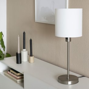 Taylor - bordslampa i stl och vitt tyg