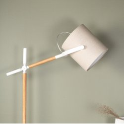 Crown - Gulvlampe med stofskrm og stel i hvidt metal