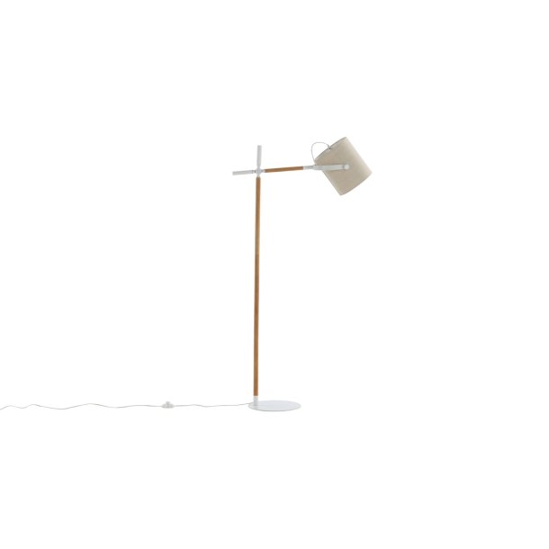 Crown - Gulvlampe med stofskrm og stel i hvidt metal