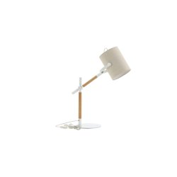 Crown - Bordlampe med stofskrm og stel i hvidt metal