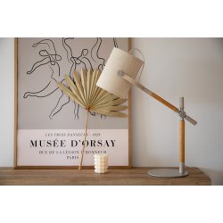 Crown - Bordlampe med stofskrm og stel i grt metal