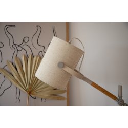 Crown - Bordlampe med stofskrm og stel i grt metal