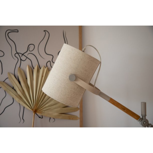 Crown - Bordlampe med stofskrm og stel i grt metal