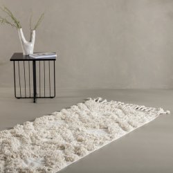 Zell - Entre tppe i hvid bomuld, 70 x 200 cm.