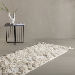 Zell - Entre tppe i hvid bomuld, 70 x 200 cm.